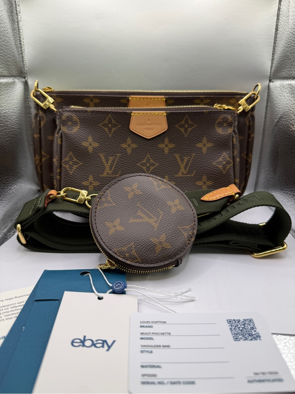 🍒Louis Vuitton Monogram Multi Pochette in Khaki strap